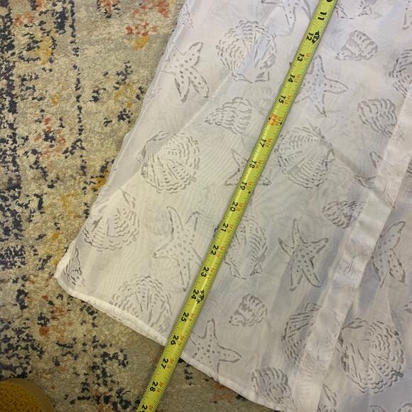 Alfred Dunner Sea Shell Beachy Print White Poplin Button Down Shirt Medium - Picture 6 of 7